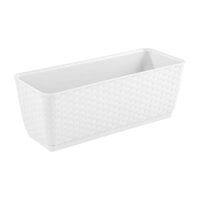 Fioriera decorativa, Prosperplast, simil rattan, supporto, bianco, 49,2x17,2x17,4 cm