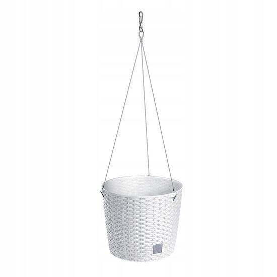 Vaso decorativo con catena, Prosperplast, Rato Round, rotondo, bianco, 25,6x21,9 cm