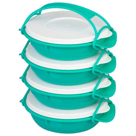 Casseruola per alimenti, plastica, ermetica, verde, 4 scomparti, 4x1 L, 22,4x20,5x29,5 cm, MagicHome