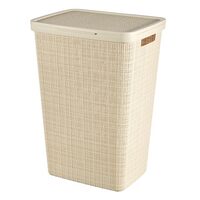 Cesto per la biancheria, Curver, 2 manici, coperchio, beige, 58 L, 43x34x60 cm