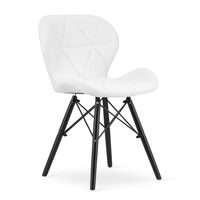Sedia in stile scandinavo, Artool, Lago, pelle ecologica, legno, bianco e nero, 47,5x52x74 cm