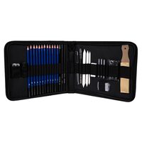 Set da disegno/schizzi a matita, Malatec, con accessori, grafite, carboncino, 32 pz
