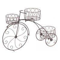 Supporto in metallo per vasi da fiori, Strend Pro, modello bicicletta, 3 supporti, 60x21x42 cm