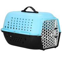Borsa trasporto cane/gatto, Springos, blu e nero, plastica, max 7 kg, 48x33x28 cm