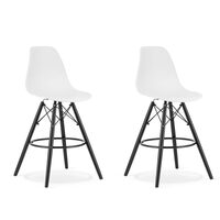 Sedie da cucina/bar, set da 2, Artool, Lamal, PP, legno, bianco e nero, 54x55x107,5 cm