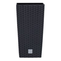 Vaso da fiori decorativo, quadrato, 32,5x32,5x61 cm, simil rattan, antracite, Prosperplast