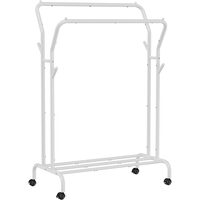 Mobile porta abiti con ruote per abiti, Artool, con ripiano per scarpe, acciaio, bianco, max 100 kg, 103,5x52,5x155 cm