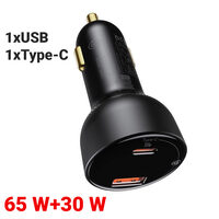 USB Car Charger and Type-C Baseus Dual Superme Digital Display PPS Black