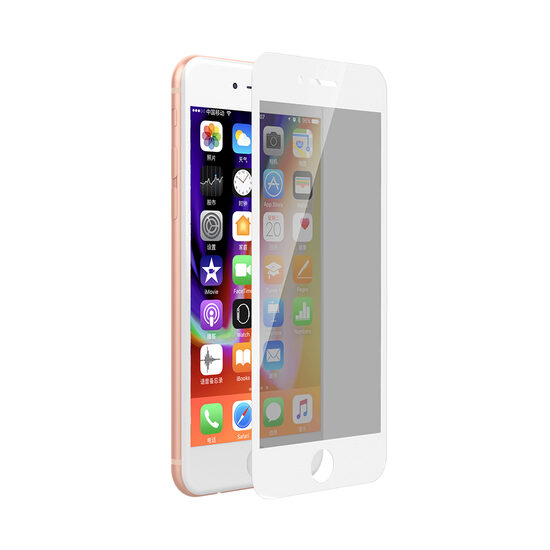 Folie iPhone SE 2020 / 8 / 7 / 6s / 6 Devia Glass Privacy Blanco completo (0,26 mm, 9H)