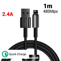 Cavo USB a Lightning Baseus Tungsten Gold Ricarica rapida 2.4A Nero (1m, treccia di nylon)