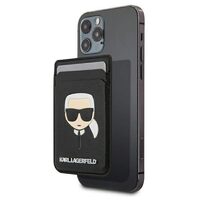 Porta carte magnetico Karl Lagerfeld Saffiano Karl's Head MagSafe Nero