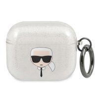 Custodia Airpods 3 Karl Lagerfeld Glitter Testa di Karl Argento