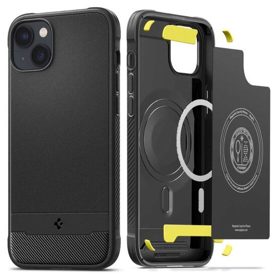 iPhone 14 Plus Hülle Spigen Rugged Armor MagSafe Mattschwarz