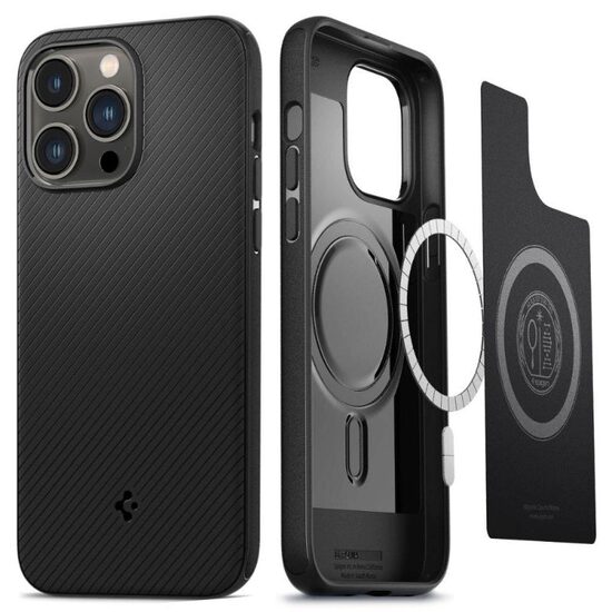 Custodia per iPhone 14 Pro Max Spigen Mag Armor MagSafe Nero opaco