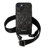 Custodia a tracolla con monogramma Karl Lagerfeld per iPhone 14 nera