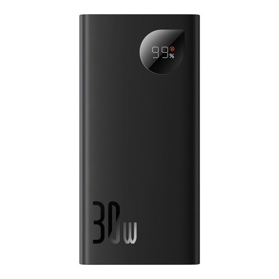 Baseus Externer Akku Adaman2 Digitalanzeige, PD-Schnellladung, 10000 mAh, 30 W, 2 x USB, 1 x USB Typ C, Overseas Edition, Schwarz