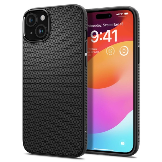 Custodia Spigen Liquid Air per iPhone 15 Plus Nero Opaco