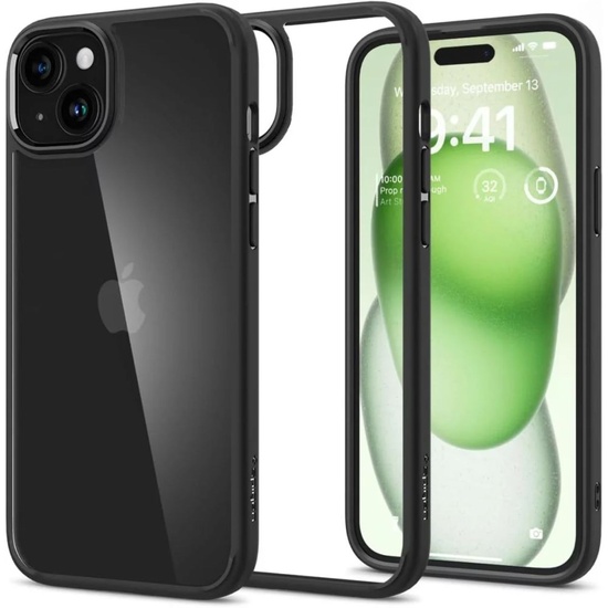 Custodia Spigen Ultra Hybrid per iPhone 15 Plus Nero Opaco