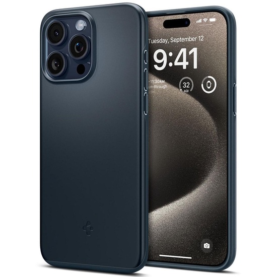 Spigen Hülle Thin Fit iPhone 15 Pro Max Metall Schiefer