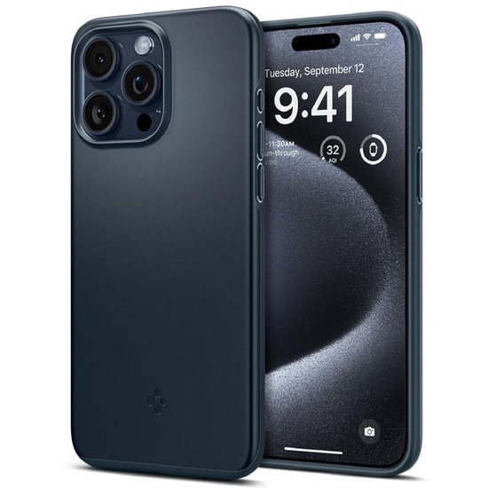 Spigen Hülle Thin Fit iPhone 15 Pro Metall Schiefer