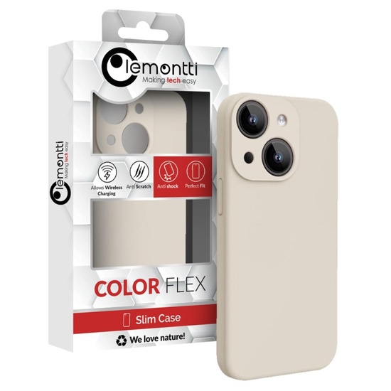 Lemontti Case Liquid Silicon MagCharge iPhone 15 Beige (360° bescherming, fijn materiaal, gevoerd met microvezel)