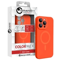 Lemontti Case Liquid Silicon MagCharge iPhone 15 Pro Neon Orange (360° Schutz, feines Material, gefüttert mit Mikrofaser)