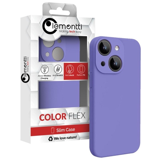 Lemontti Case Liquid Silicon MagCharge iPhone 15 Lila (360° bescherming, fijn materiaal, gevoerd met microvezel)