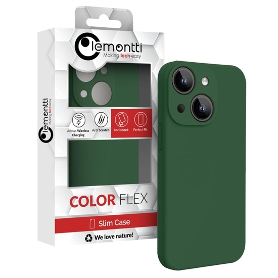 Lemontti Husa Liquid Silicon MagCharge iPhone 15 Verde (protectie 360°, material fin, captusit cu microfibra)