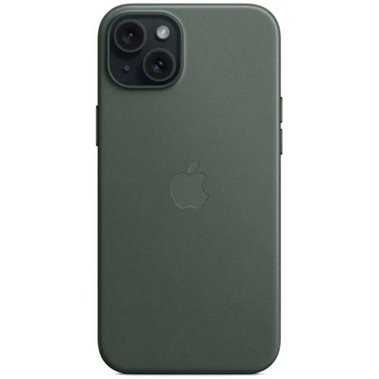 Custodia originale Apple FineWoven per iPhone 15 Plus, MagSafe, Evergreen