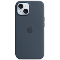 Apple Original Silicone iPhone 15 Plus Case, MagSafe, Storm Blue