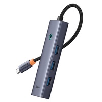 Baseus Multihub 4 porte UltraJoy Type-C a 3 x USB 3.0 /1 x LAN+RJ45 Grigio