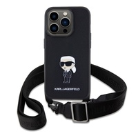 Custodia Karl Lagerfeld Saffiano Crossbody Metal Ikonik iPhone 15 Pro Nera