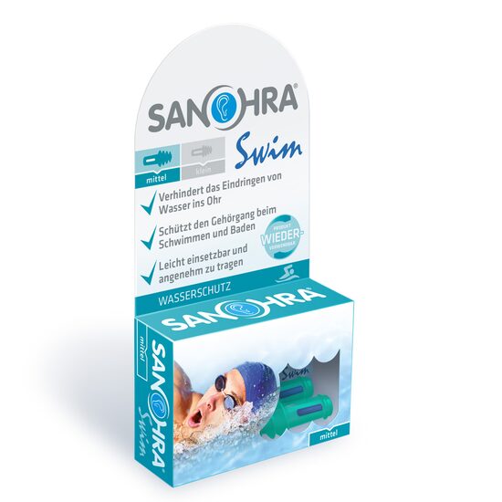 Earplugs for swimming, prevents water from entering the ears for adults, reusable, hypoallergenic, blue, SANOHRA Swim
