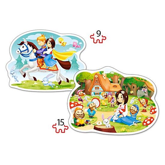 Puzzel Castorland 2 in 1 Outline - Sneeuwwitje en de zeven dwergen, 9/15 stukjes