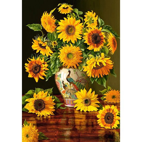 Puzzel Castorland - Zonnebloemen in een pauwenvaas, 1000 stukjes