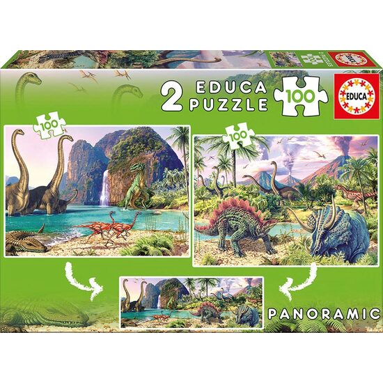 Puzzle Educa - Dino World, 2x100 Teile