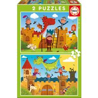 Puzzle Educa - Draghi e Cavalieri, 2x48 pezzi