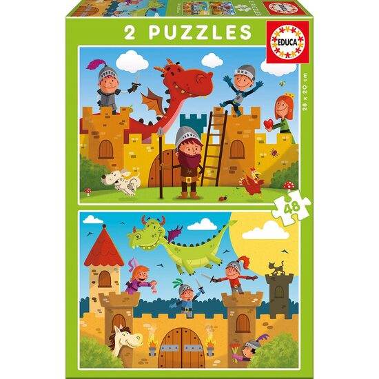 Puzzle Educa - Drachen und Ritter, 2x48 Teile
