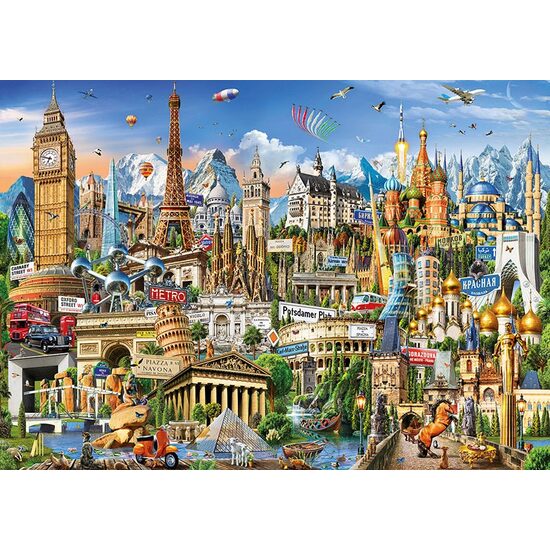 Puzzle Educa - Europas Wahrzeichen, 2000 Teile, inklusive Puzzlekleber