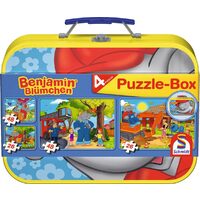 Puzzle Schmidt - Benjamin, l'elefante, 2x26 + 2x48 pezzi, scatola di metallo