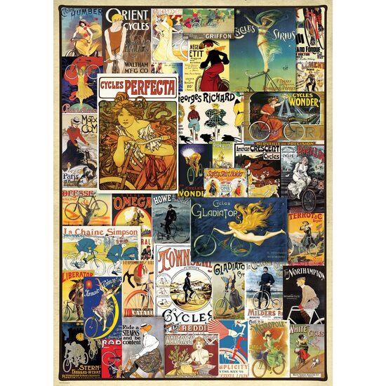 Puzzle Eurographics - Vintage Fahrradposter, 1000 Teile