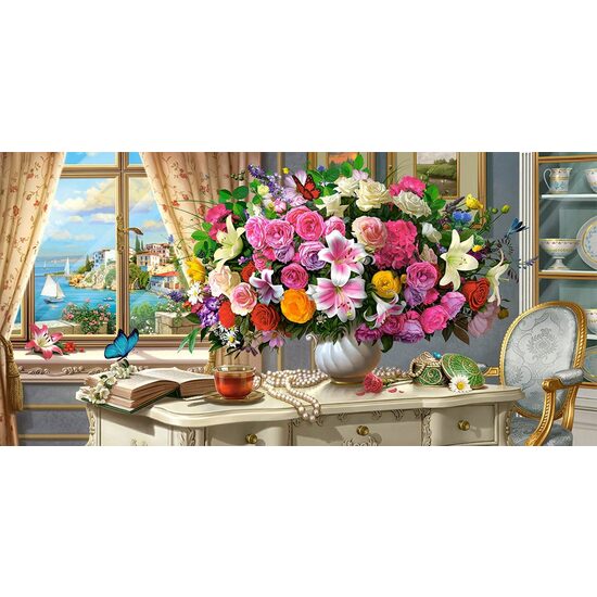 Puzzle Castorland - Sommerblumen und eine Tasse Tee, 4000 Teile