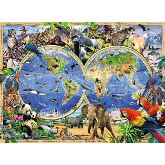 Puzzle Ravensburger - Tiere der Welt, 100 Teile XXL