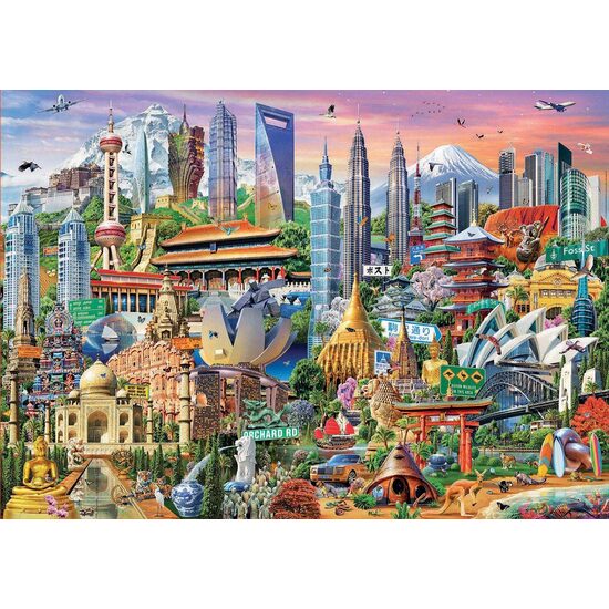 Puzzle Educa - Attrazioni In Asia, 1500 pezzi, colla inclusa