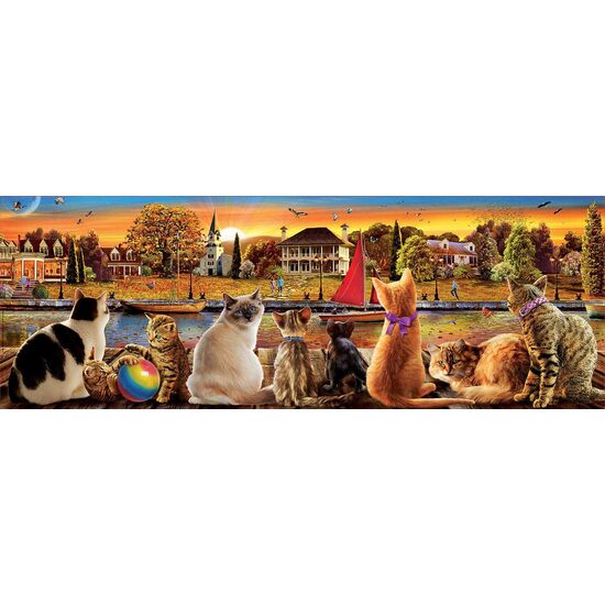 Educa Panorama-Puzzle – Cats In The Landing Hall, 1000 Teile, inklusive Kleber