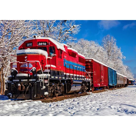 Puzzle Bluebird - Roter Zug im Schnee, 1500 Teile
