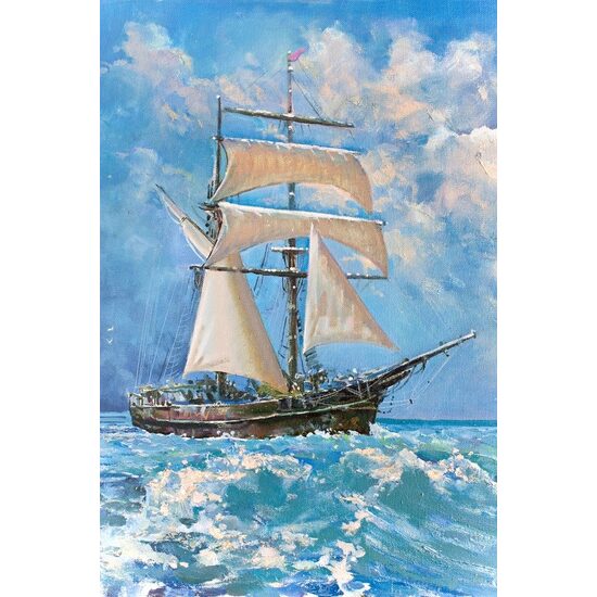 Puzzle Gold Puzzle - Sailboat in the Ocean, 500 piese