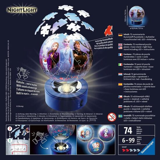 3D-Puzzle mit LED Ravensburger - Frozen II, 72 Teile