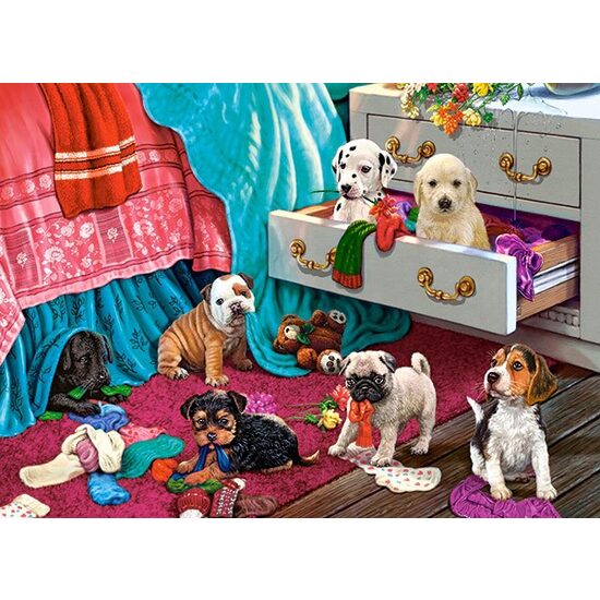 Puzzle Castorland - Welpen im Garten, 300 Teile