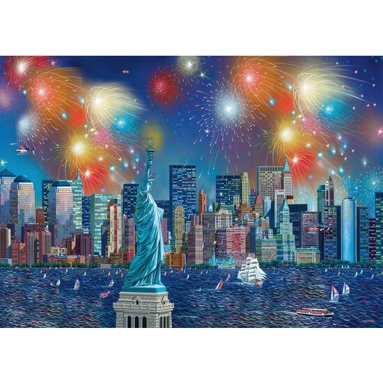 Puzzle Schmidt - Alexander Chen : Statue de la Liberté avec feu d'artifice, 1000 pièces